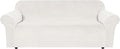 H.VERSAILTEX Stretch Velvet Sofa Covers for 3 Cushion Couch Covers Furniture Protector Soft with Non Slip Elastic Bottom, Crafted from Thick Comfy Rich Velour (Sofa 72"-90", Porcelain White)