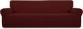Easy-Going Stretch 4 Seater Sofa Slipcover 1-Piece Sofa Cover Furniture Protector Couch Soft with Elastic Bottom for Kids, Polyester Spandex Jacquard Fabric Small Checks Wine