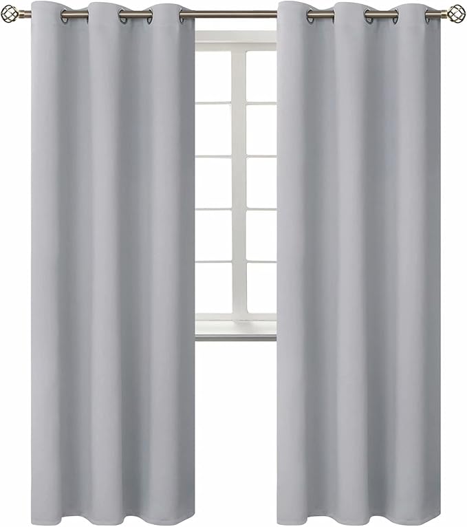 BGment Room Darkening Curtains 84 Inches Long - Grommet Thermal Insulated Drapes Window Treatment Curtains for Bedroom, 2 Panels, 42 x 84 Inch, Light Grey