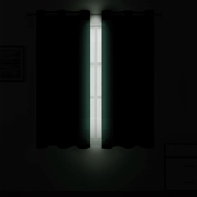 LEMOMO Blackout Curtains 66 x 54 Inch Long Dark Green Curtains Set of 2 Panels Room Darkening Curtains for Bedroom and Living Room