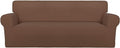 PureFit Super Stretch Oversized Sofa Slipcover – Spandex Non Slip Soft Couch Sofa Cover, Washable Furniture Protector with Non Skid Foam and Elastic Bottom for Kids, Pets （Oversized Sofa, Brown）