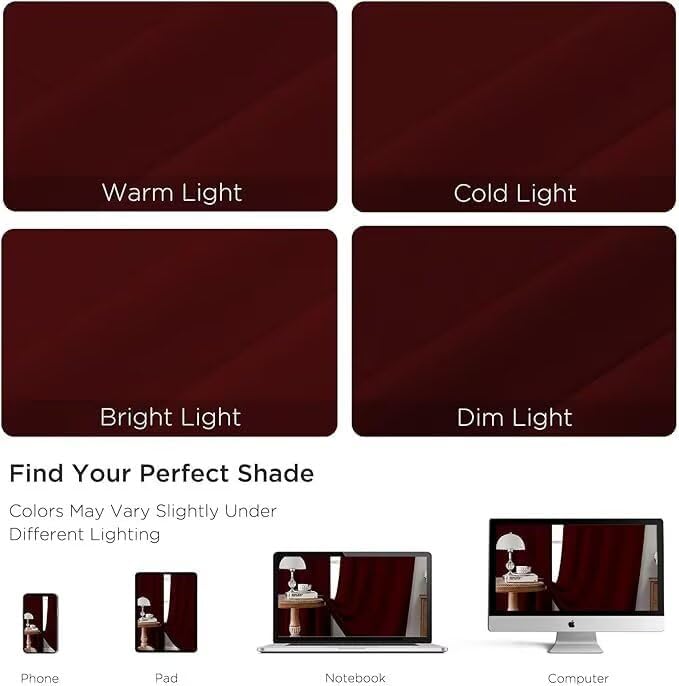 Joydeco Blackout Curtains for Bedroom 72 inch Long 2 Panels, Thermal Insulated Room Darkening Curtains with Grommets, Soft Window Drapes for Living Room (W52 x L72 Inch, Burgundy Red)