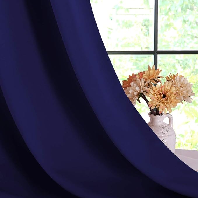NICETOWN Room Darkening Draperies Window Curtain Panels, Royal Blue, 2 Panels, W60 x L84 -inch, Thermal Insulated Grommet Room Darkening Curtains for Bedroom