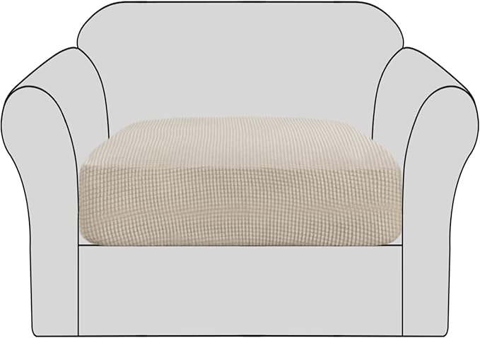 H.VERSAILTEX Stretch Couch Cushion Covers Individual Seat Sofa Chair Slipcovers Cushion Protector Cover Featuring Jacquard Textured Twill Fabric(1 Cushion Chair Cover, Island Fossi)