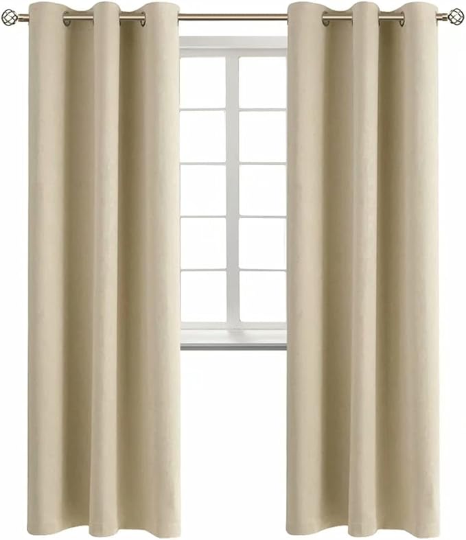 BGment Room Darkening Curtains 84 Inches Long - Grommet Thermal Insulated Drapes Window Treatment Curtains for Bedroom, 2 Panels, 42 x 84 Inch, Beige