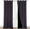 NICETOWN 100% Blackout Curtains for Windows, Pack of 2, Greyish Purple, 52" W x 102" L, Super Heavy-Duty Black Lined Total Darkness Drapes for Bedroom, Privacy Assured Window Treatment for Patio