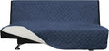 Easy-Going Futon Sofa Slipcover Reversible Sofa Cover Armless Cover Furniture Protector Couch Cover Water Resistant Pets, Kids, Children, Dog, Cat Dark Blue/Ivory