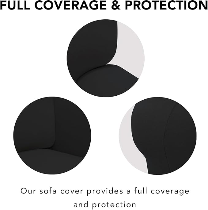 PureFit Super Stretch Sofa Slipcover – Spandex Non Slip Soft Couch Sofa Cover, Washable Furniture Protector with Non Skid Foam and Elastic Bottom for Kids, Pets (Oversized, Black)