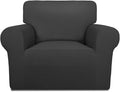 PureFit Super Stretch Chair Sofa Slipcover – Spandex Non Slip Soft Couch Sofa Cover, Washable Furniture Protector with Non Skid Foam and Elastic Bottom for Kids, Pets （Chair, Dark Gray）