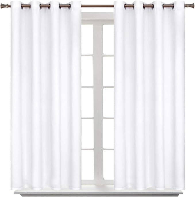 BGment Room Darkening Curtains 45 Inches Long - Grommet Thermal Insulated Drapes Window Treatment Curtains for Bedroom, 2 Panels, 52 x 45 Inch, Pure White