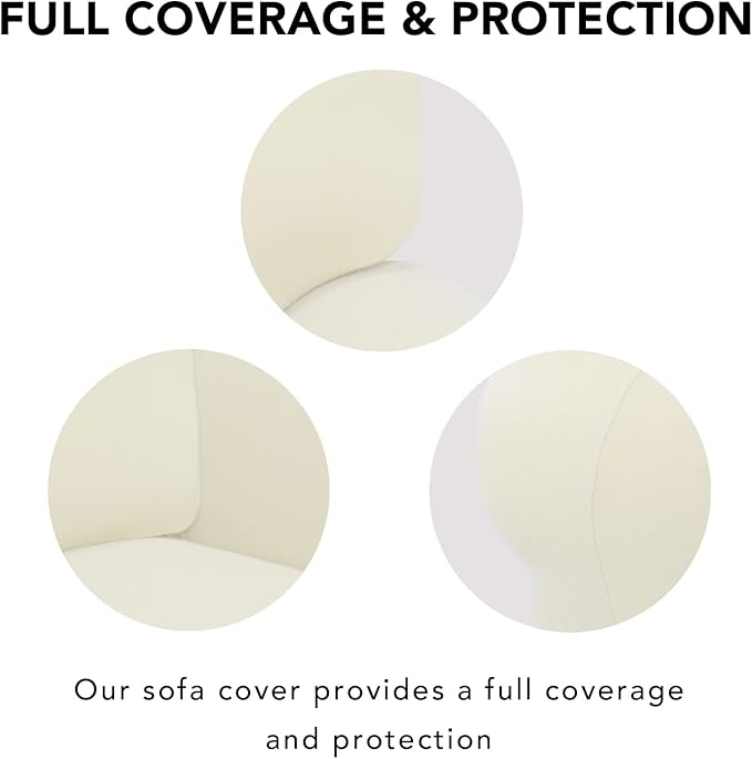 PureFit Super Stretch Sofa Slipcover – Spandex Non Slip Soft Couch Sofa Cover, Washable Furniture Protector with Non Skid Foam and Elastic Bottom for Kids, Pets （Loveseat, Ivory）