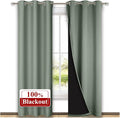 NICETOWN Greyish Green Blackout Curtains 84 inches Long, Full Light Blocking Drapes with Black Liner for Nursery, Thermal Insulated Draperies for Hall, Villa (2 Pieces, 42" Wide Each Panel)