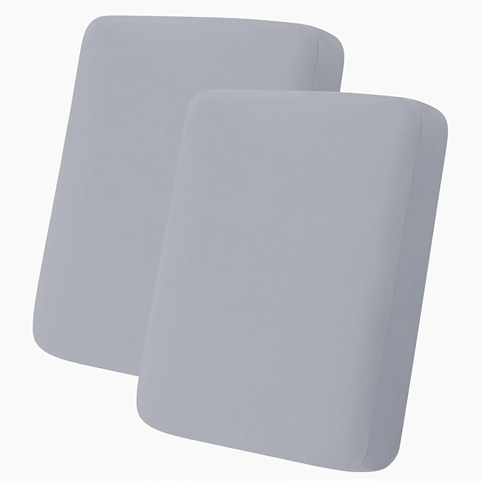 hyha Milk Silk Couch Cushion Covers, Soft Magic Sofa Covers Washable for 2 Cushion Couch, Stretch Sectional Outdoor Cushion Covers for Patio Furniture with Elastic Bottom(2 Packs, Grey)