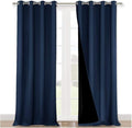 NICETOWN 100% Blackout Curtain Set, Thermal Insulated & Energy Efficiency Window Draperies for Guest Room, Full Shading Panels for Shift Worker and Light Sleepers, Navy Blue, 52W x 102L, 2 PCs