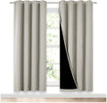 NICETOWN 100% Blackout Window Curtain Panels, Full Light Blocking Drapes with Black Liner for Nursery, 72-inch Drop Thermal Insulated Draperies (Natural, 2 Pieces, 52-inch Wide Per Panel)