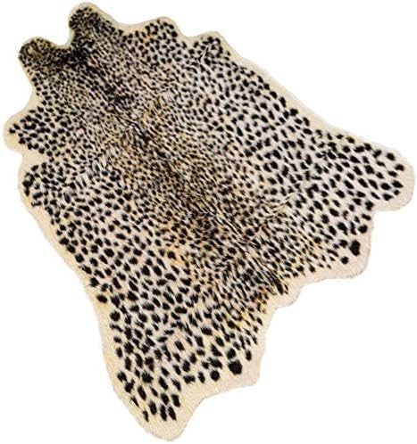Leopard Print Rug,Faux Cowhide,Artificial Carpet,Simulation Cowhide, Leopard, Tiger, Zebra, Cow Hide Mat Animal Print Area Rug Hide Faux Carpet (A) / 40x37inch,3.3x3.1ft