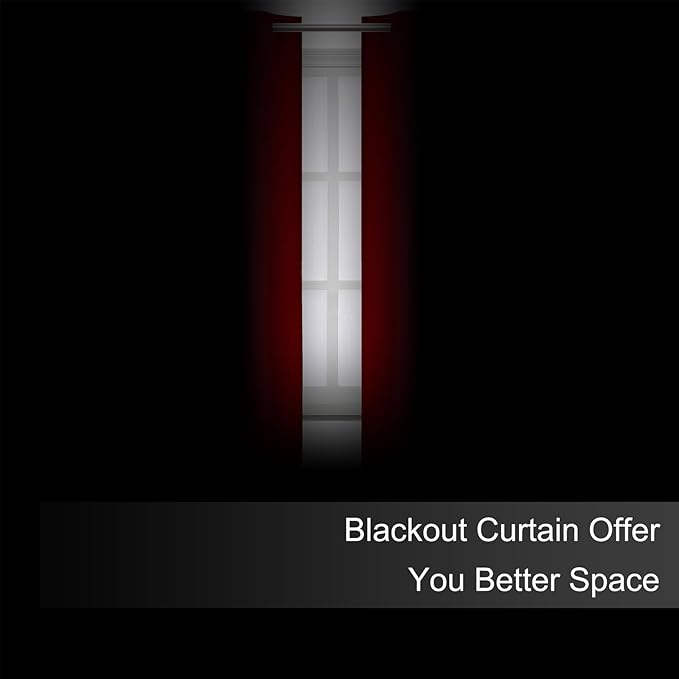 LEMOMO Blackout Curtains 66 x 54 Inch Long Red Curtains Set of 2 Panels Room Darkening Curtains for Bedroom and Living Room