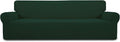 Easy-Going Stretch 4 Seater Sofa Slipcover 1-Piece Sofa Cover Furniture Protector Couch Soft with Elastic Bottom for Kids, Polyester Spandex Jacquard Fabric Small Checks Dark Green