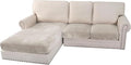 H.VERSAILTEX Velvet Stretch 3-Piece L Shape Sectional Couch Covers (Large 2 Seater + 1 Chaise, Oatmeal)