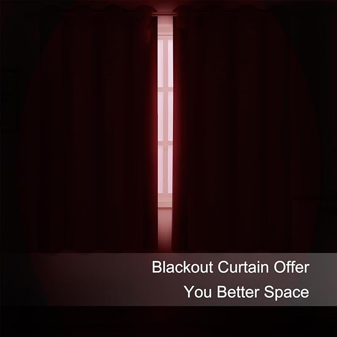 LEMOMO Blackout Curtains 66 x 72 Inch Long Bright Red Curtains Set of 2 Panels Room Darkening Curtains for Bedroom and Living Room