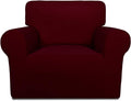 PureFit Super Stretch Chair Sofa Slipcover – Spandex Non Slip Soft Couch Sofa Cover, Washable Furniture Protector with Non Skid Foam and Elastic Bottom for Kids, Pets （Chair, Wine）