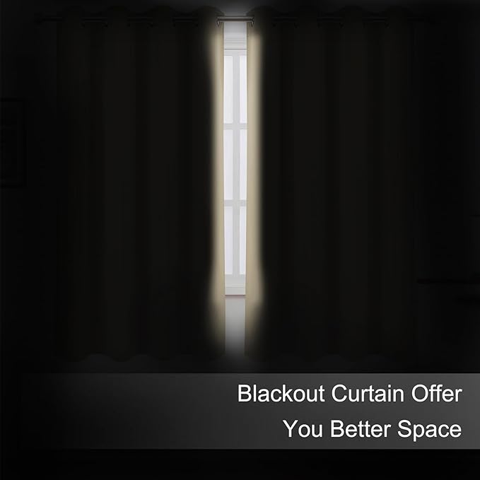 LEMOMO Blackout Curtains 66 x 54 Inch Long Beige Curtains Set of 2 Panels Room Darkening Curtains for Bedroom and Living Room