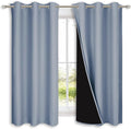NICETOWN 100% Blackout Curtains 45 inches Long, 1 Pair, 42 inches Width Each Panel, Vintage Blue, 2 Thick Layers Completely Blackout Window Treatment Thermal Insulated Lined Drapes for Small Window