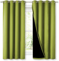 NICETOWN 100% Blackout Curtains 45 inches Long, Fresh Green, 1 Pair, 52 inches Width Each Panel, 2 Thick Layers Completely Blackout Window Treatment Thermal Insulated Lined Drapes for Small Window