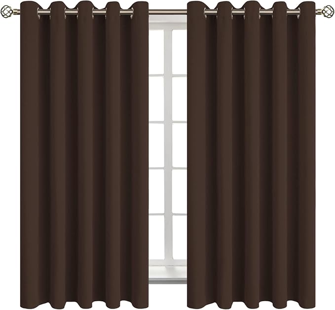 BGment Blackout Curtains for Bedroom - Grommet Thermal Insulated Room Darkening Curtains for Living Room, Set of 2 Panels (70 x 63 Inch, Brown)