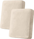 Couch Cover Stretch Velvet Sofa Cushion Cover 2-Piece - Elastic Washable Slipcover for Seat or Backrest, Couch Seat Covers for Sofas (Cream)