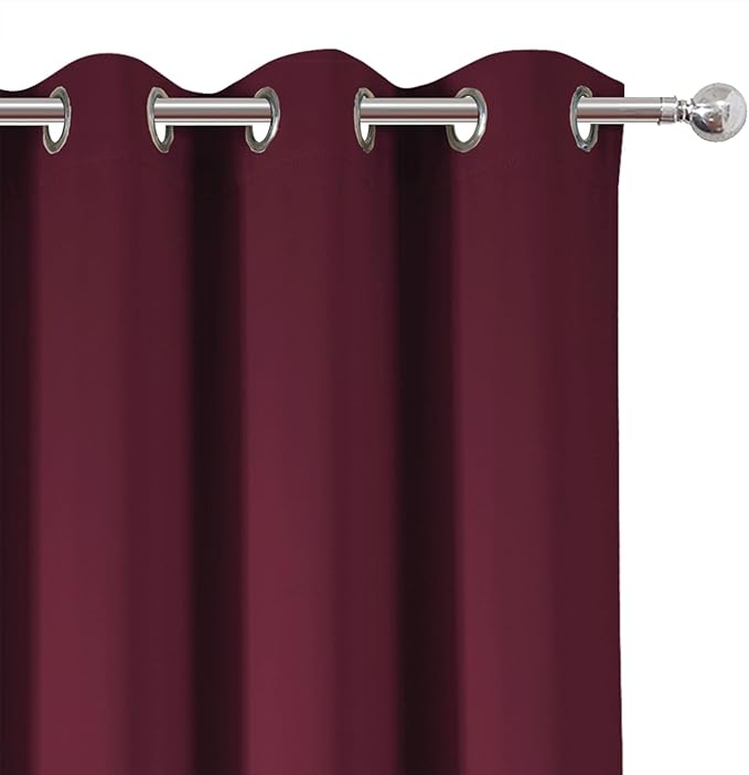 LEMOMO Blackout Curtains 66 x 54 Inch Long Burgundy Red Curtains Set of 2 Panels Room Darkening Curtains for Bedroom and Living Room