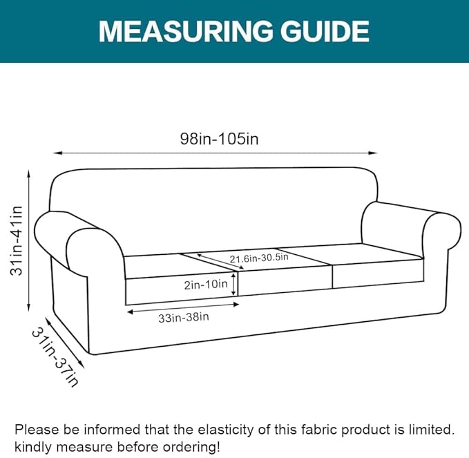 Turquoize 4 Piece Sofa Covers for 3 Cushion Couch Sofa Slipcover Soft Couch Cover for Dogs-Washable Sofa Furniture Covers with 3 Individual Large Cushion Covers (XL Sofa, Porcelain)