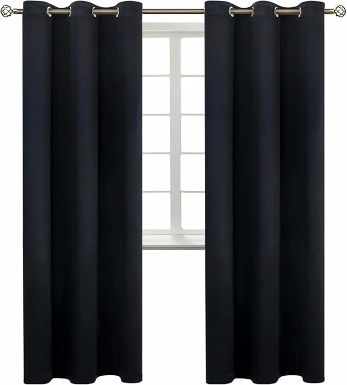 BGment Black Blackout Curtains for Living Room - Grommet Thermal Insulated Room Darkening Energy Saving Curtains for Bedroom, Set of 2 Panels, 42 x 84 Inch