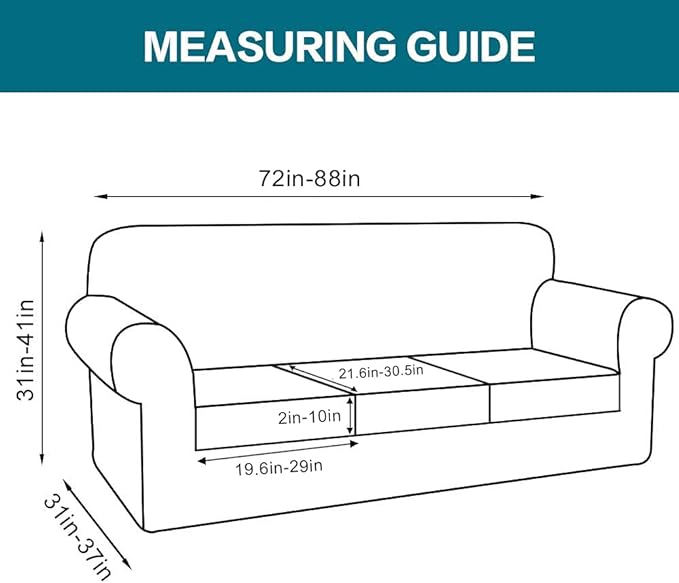 Turquoize 4 Piece Sofa Covers for 3 Cushion Couch Sofa Slipcover Soft Couch Cover for Dogs-Washable Sofa Furniture Covers with 3 Individual Cushion Covers,Jacquard Fabric(3 Cushion Sofa, Burgundy)