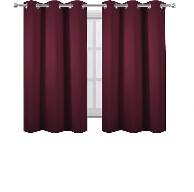 LEMOMO Burgundy Red Blackout Curtains 42 x 54 Inch Length Set of 2 Panels Grommet Bedroom Curtains for Living Room
