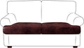 Leather Look Couch Cushion Covers Sofa Seat Slipcovers Sets Couches Furniture Protector for Sectional Armchair Loveseat Pets Kids Stretch Spandex Fabric (2 T-Cushion Loveseat, Burgundy)