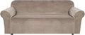 H.VERSAILTEX Stretch Velvet Sofa Covers for 3 Cushion Couch Covers Sofa Slipcovers Furniture Protector Soft with Non Slip Elastic Bottom, Crafted from Thick Comfy Rich Velour (Sofa 72"-90", Taupe)