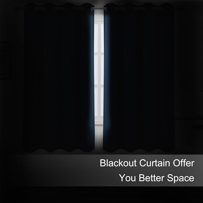 LEMOMO Blackout Curtains 66 x 72 Inch Long Navy Blue Curtains Set of 2 Panels Room Darkening Curtains for Bedroom and Living Room