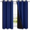 NICETOWN Pure White 100% Blackout Lined Curtains, Royal Blue, 1 Pair, 37" Width x 63" Length Each Panel, 2 Thick Layers Narrow Wide Window Treatment Thermal Insulated Drapes for Kitchen Small Window