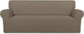 PureFit Super Stretch Sofa Slipcover – Spandex Non Slip Soft Couch Sofa Cover, Washable Furniture Protector with Non Skid Foam and Elastic Bottom for Kids, Pets （Oversized Sofa, Natural）