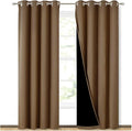 NICETOWN 100% Blackout Window Curtain Panels, Heat and Cold Blocking Drapes with Black Liner for Nursery, 84 inches Drop Thermal Insulated Draperies (Gold Brown, 2 Pieces, 52 inches Wide Each Panel)