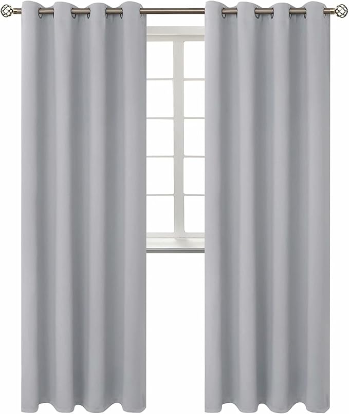 BGment Room Darkening Curtains 95 Inches Long - Grommet Thermal Insulated Drapes Window Treatment Curtains for Bedroom, 2 Panels, 52 x 95 Inch, Light Grey