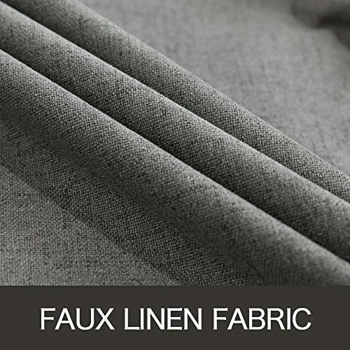 MIULEE Linen Texture 90 Inches Curtains for Bedroom 100% Blackout Thermal Insulated Dark Grey Curtains Grommet Room Darkening Luxury Decor for Living Room Nursery 52x90 Inch (2 Panels)