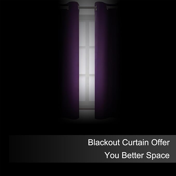 LEMOMO Purple Blackout Curtains 42 x 54 Inch Length Set of 2 Panels Grommet Bedroom Curtains for Living Room
