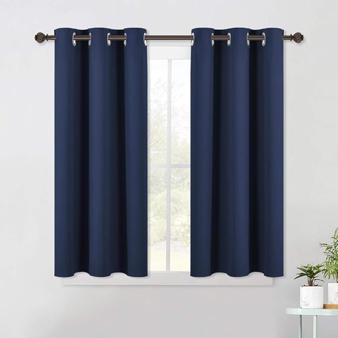 NICETOWN Blackout Draperies Curtains, All Season Thermal Insulated Solid Grommet Top Blackout Curtains/Drapes for Kid's Room (Navy, 1 Pair, 42 x 45 Inch)