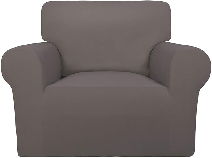 PureFit Super Stretch Chair Sofa Slipcover – Spandex Non Slip Soft Couch Sofa Cover, Washable Furniture Protector with Non Skid Foam and Elastic Bottom for Kids, Pets （Chair, Taupe）