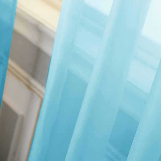 NICETOWN Sheer Curtains for Bedroom Windows 84 inch Length, Grommet Casual Voile Sheer with Light Filter Window Treatments for Nursery/Living Room, Baby Blue, Set of 2, 54" Wide