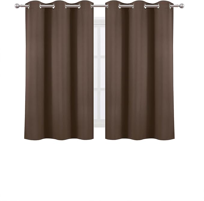 LEMOMO Chocolate Brown Blackout Curtains 42 x 54 Inch Length Set of 2 Panels Grommet Bedroom Curtains for Living Room