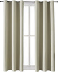ChrisDowa Grommet Room Darkening Curtains for Bedroom and Living Room - 2 Panels Set Thermal Insulated Blackout Curtains (Beige, 38W x 45L)
