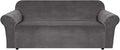 H.VERSAILTEX Stretch Velvet Sofa Covers for 3 Cushion Couch Covers Sofa Slipcovers Furniture Protector Soft with Non Slip Elastic Bottom, Crafted from Thick Comfy Rich Velour (Sofa 72"-90", Gray)